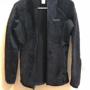Black furry Patagonia jacket XS
